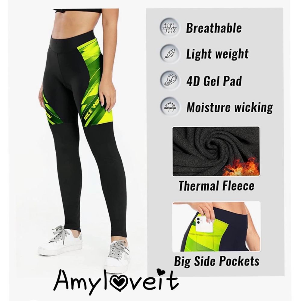 New Nice Win Padded Thermal Fleece Cycling Leggings #32